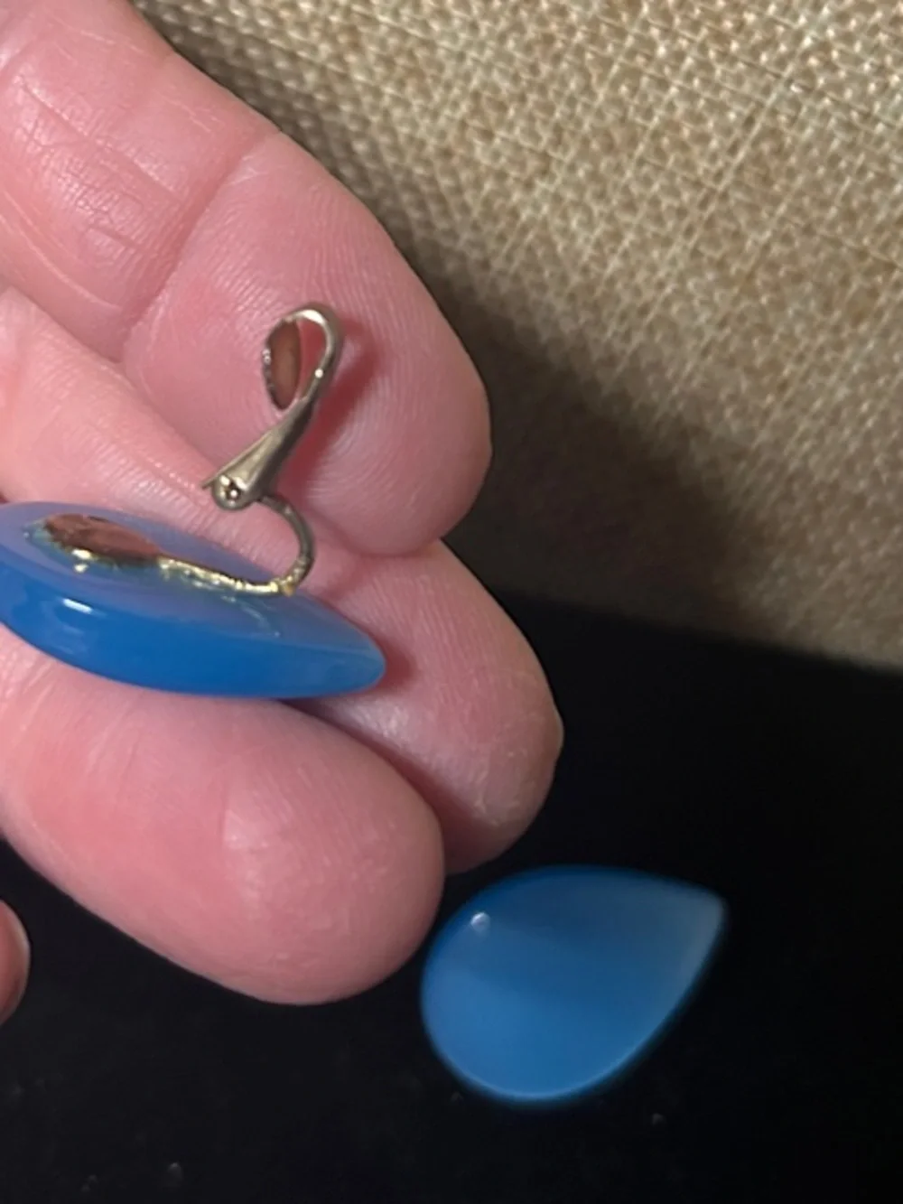 Vintage Blue Teardrop Clip-On Earrings